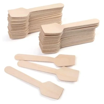 Image of HOT BARGAINS 1000 X Wooden Ice Cream Spoons Mini (95mm/3.7&quot;) Disposable Spoons, Biodegradable and Compostable Dessert