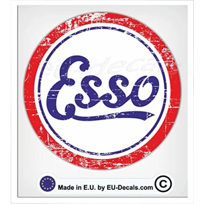 Image of 100mm 4&#039;&#039; Distressed style Esso Oil Vintage classic Laminated Decal Sticker by MioVespa Collection