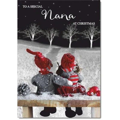 Image of doodlecards Nana Christmas Card Couple at Night Medium Size for with Plain Envelope