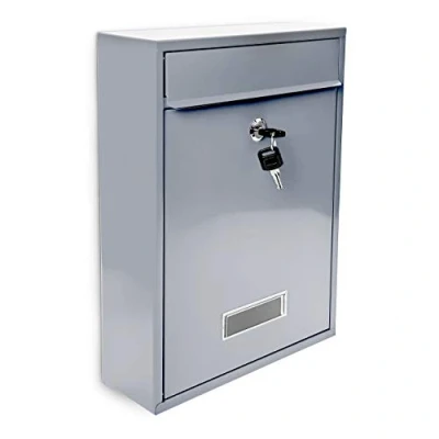 Image of Relaxdays Mailbox/Letterbox Lockable Door, Silver