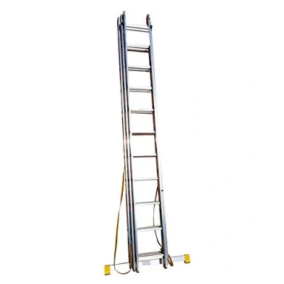 Image of BPS Trade Master Pro 3 Section Extension Ladder 7.11m / 23.32FT Aluminium Ladders 150KG Load Capacity, Integral Stabiliser, Auto Locking, Non Slip Rubber Feet