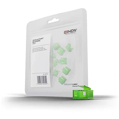 Image of LINDY 20 x RJ 45 Port Blockers without Key Green