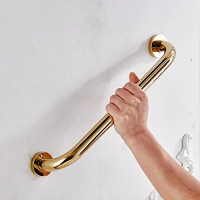Image of Weare Home Care 18 Inch Gold Balance Assist Bath Grip Grab Bar Concealed Mounting, Solid Brass, Finish