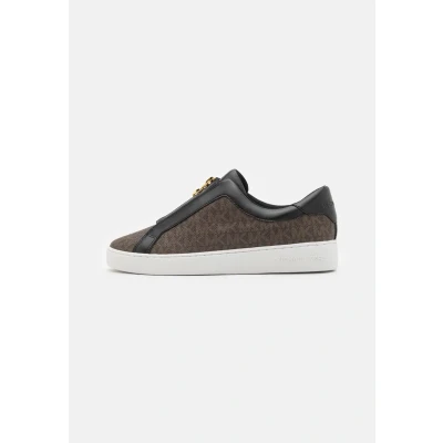 Image of Michael Kors Keaton ZIP SLIP ON Trainers, Women&#039;s, Size: 3.5, Brown Pu