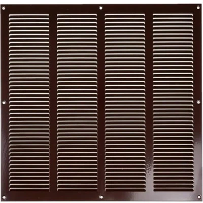 Image of Vent Systems 400 x mm / 16&quot; Inch Cover Brown Galvanised Metal Air Supply Ventilation with Screen Mesh Louvered HVAC Covers for Bathroom, Home Office
