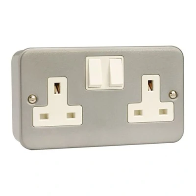 Image of Click 2 Gang DP 13A Metal Clad Switched Socket