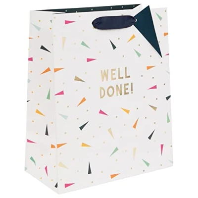 Image of Glick Luxury Multi Coloured Large &#039;Well Done&#039; Gift Bag: Perfectly Sized for Generous Gifts, Expressing Your Thanks to The Recipient. Thank You Bag Measures 260mm x 315mm 135mm Deep