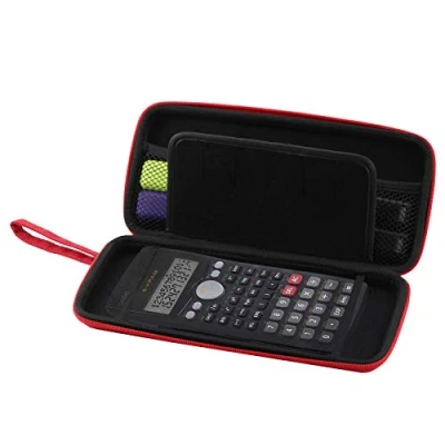 Image of Navitech Red Graphics Calculator Hard Case/Cover with storage pouch Compatible the Casio FX CP400
