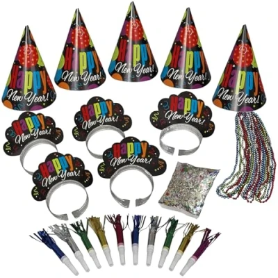 Image of Unique 15564 New Years Eve Cheer Party Kit for 10, Multicolor