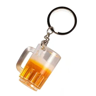 Image of YEHJDSMD Resin Beer Cups Key Chain Simulation Food Handicraft Keychain For Car Bag Rings Holder Pendant Jewelry Accessories Gift Women Men 1PS (B)