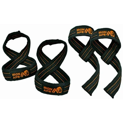 Image of IRON APE Figure 8 Straps and Traditional Weightlifting Wrist for Weight Lifting Deadlift, Multi Pack, Cotton, 3 Sizes (Intermediate)