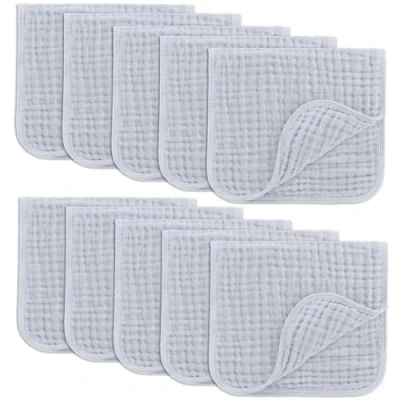 Image of Comfy Cubs Muslin Cloths for Baby, Baby Essentials, Burp Cloths, Squares, 100% Cotton, Hand Washcloths 6 Layers Extra Absorbent and Soft (Slate, 10 Pack, 50 X 25 CM)