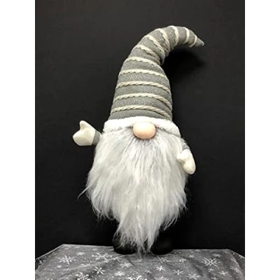 Image of Standing Plush Nordic Santa Gonk Scandi Christmas Decoration Albert Grey &amp; White