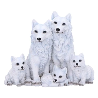 Image of Nemesis Now Protected Pups Figurine 19cm, Resin, White, Wolf Family Figure, White Ornament, Collectable Giftware, Cast in the Finest Expertly Hand Painted