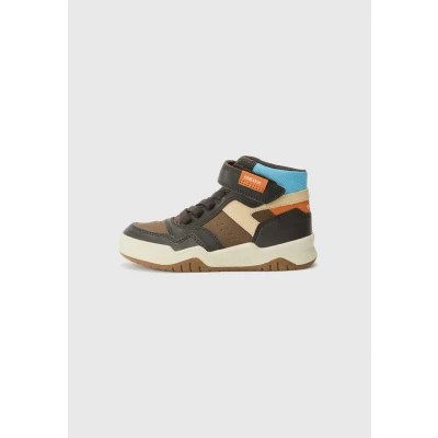 Image of Geox Perth Hightop trainers for kids, Size: 1.5, Brown/lt blue shoes