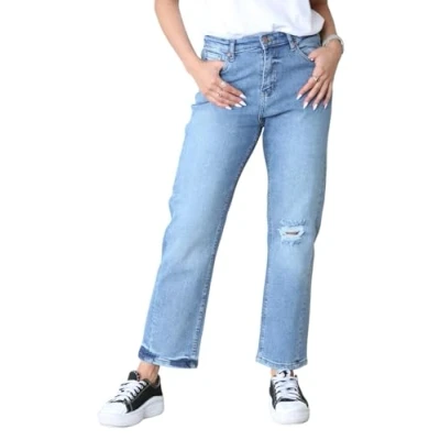 Image of MYT Womens Boyfriend Jeans in Light Blue Denim Size 14 Regular