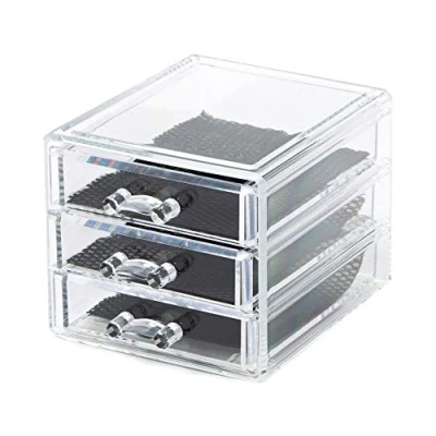 Image of Compactor Bijoux Jewellery Organiser with 3 Drawers, Transparent, POLYSTYRENE, Small