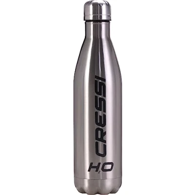 Image of Cressi Water Bottle H20 Aluminum Double Wall Thermal Bottles Silver, 500 ml