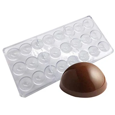 Image of Candy Making Mold, Clear Polycarbonate Chocolate Mold Jelly 21 Piece Tray (Round)