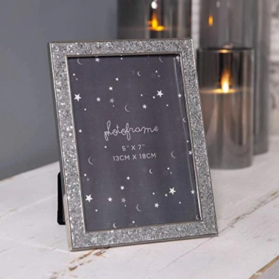 Image of Santa&#039;s Workshop 5&quot; x 7&quot; Silver Glitter Epoxy Inlay Photo Frame