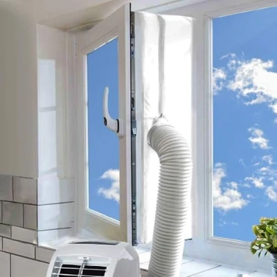 Image of AC Window Seal,Portable Universal Kit for Mobile Air Conditioner Unit and Tumble Dryer 400cm/158Inch,Hot Stop Exchange Guards with Zip Adhesive Fastener