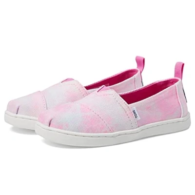 Image of TOMS Girl&#039;s Classic Alpargata Loafer Flat, Neon Pink Multi Tie Dye, 5 UK