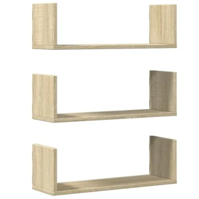 Image of vidaXL Wall Shelves Storage Floating Shelf 3 pcs Sonoma Oak Engineered Wood 58x18x18 cm