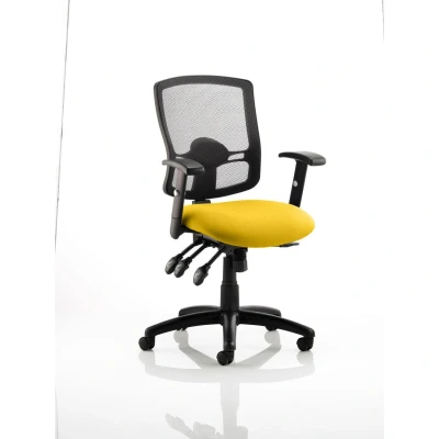 Image of Portland III Black Mesh Back Bespoke Colour Seat Senna Yellow