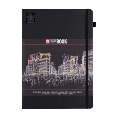 Image of Sakura Sketch Notebook 80 Sheets, Black Pages, 21 x 29.7 cm