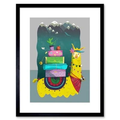 Image of Wee Blue Coo Travelling Llama Framed Art Print