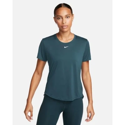 Image of NIKE Women&#039;s W Nk One Df Ss Std Top Short Sleeved, Deep Jungle/White, XS