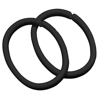 Image of Sealskin Seallux Plastic Shower Curtain Rings Black (Pack of 12)