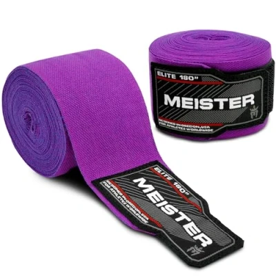 Image of Meister ELITE 180&quot; Premium Adult Hand Wraps for MMA &amp; Boxing (Pair) Royal Purple