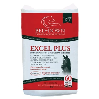Image of Bed Down Excel Plus Horse Wheat Straw And Soft Wood Shavings Bedding Dust Extracted with Eucalyptus Oil Handy Bale 2x10kg