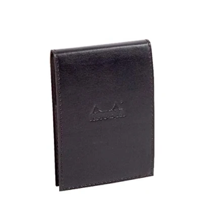 Image of RHODIA 218139C Case Clipboard + Stapled Notepad No. 13 Black A6 Lined 80 Detachable Sheets White Clairefontaine Paper g/m Pencil Holder Faux Leather