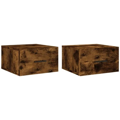 Image of vidaXL Wall mounted Bedside Cabinets 2 pcs Smoked Oak 35x35x20 cm