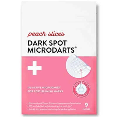Image of Peach Slices Dark Spot MicroDarts For Spots, Post Blemish Redness Self Dissolving Niacinamide, Vitamin C, Hyaluronic Acid, and Cica Vegan Cruelty Free 9 Patches