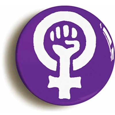 Image of Ozorath FEMINIST FIST SYMBOL BADGE BUTTON PIN PURPLE (Size is 1inch/25mm diameter) FEMINISM