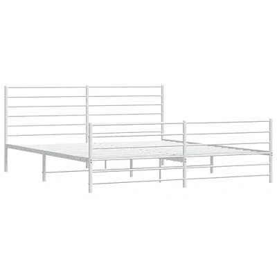 Image of vidaXL Robust White Metal Bed Frame with Supportive Headboard and Footboard, 6FT Super King Size, Timeless Design, Extra Underneath Storage