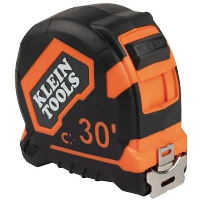 Image of Klein Tools 9230 Tape Measure, Heavy Duty Measuring with 30 Foot Double Hook Sided Nylon Reinforced Blade, Metal Belt Clip