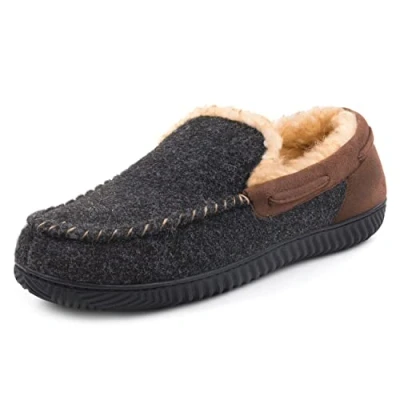 Image of RockDove Men&#039;s Hearthfire Memory Foam Moc Slipper, Size 10 UK Men, Black