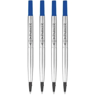 Image of Parker Rollerball Pen Original Quink Ink Refills 0.7mm Medium Tip Blue Pack of 4