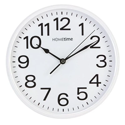 Image of Stylish White Bold Classic Quartz Wall Clock Non Ticking Silent Sweeping Seconds
