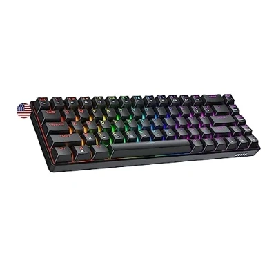 Image of Geeky GK65 65% Hot Swappable Mechanical Gaming Keyboard 68 Keys Multi Color RGB LED Backlit for PC/Mac Gamer ANSI US American Layout (Black, Red)