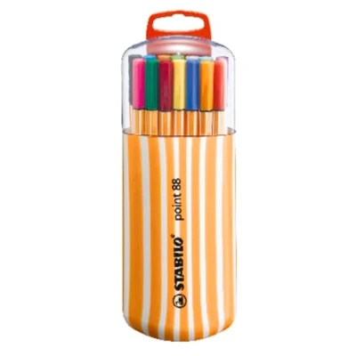 Image of Fineliner STABILO point 88 Zebrui Case 20 pcs Assorted Colours with hanging tab