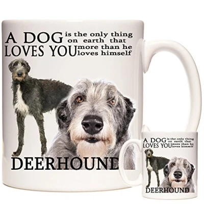 Image of Deerhound Coffee Mug, 11oz Ceramic Mug. Gift. Gift for Owners. Picture Mug