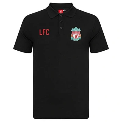 Image of Liverpool FC Official Football Gift Boys Crest Polo Shirt Black 4 5 Years