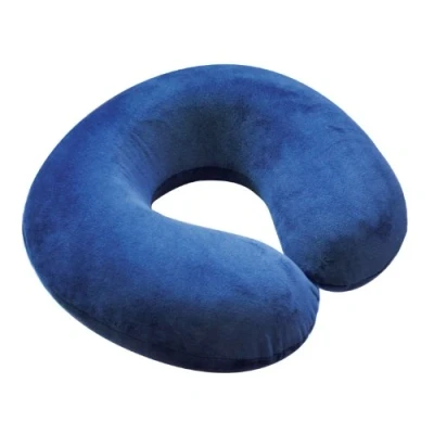 Image of Memory Foam Moulded Pressure Relief Neck Cushion Comfort and Posture, Ideal for Travel Supports the Head, Chin when Sleeping use Plane, Train or Car Journeys Pillow In Blue