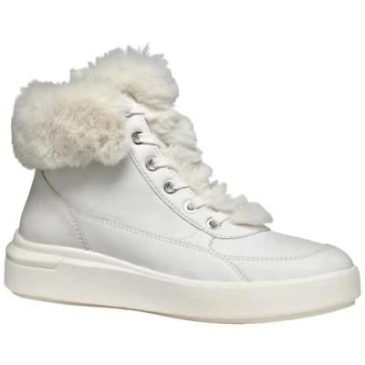 Image of Geox Dalyla Hightop trainers, Women&#039;s, Size: 7.5, White Leather and textile