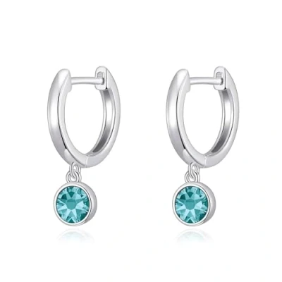 Image of Philip Jones Blue Crystal Hoop Earrings Created with Zircondia® Crystals
